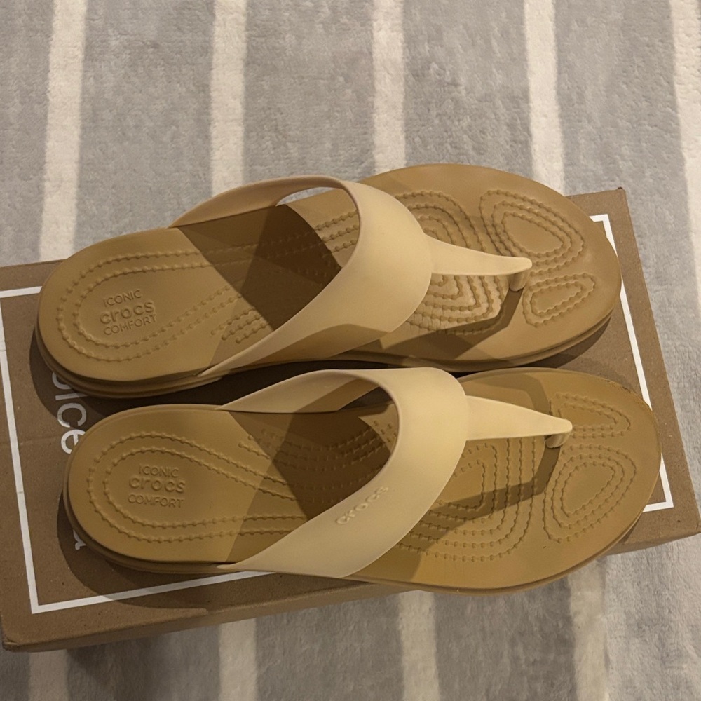 CROCS Tan Slide Sandals - Picture 2 of 5